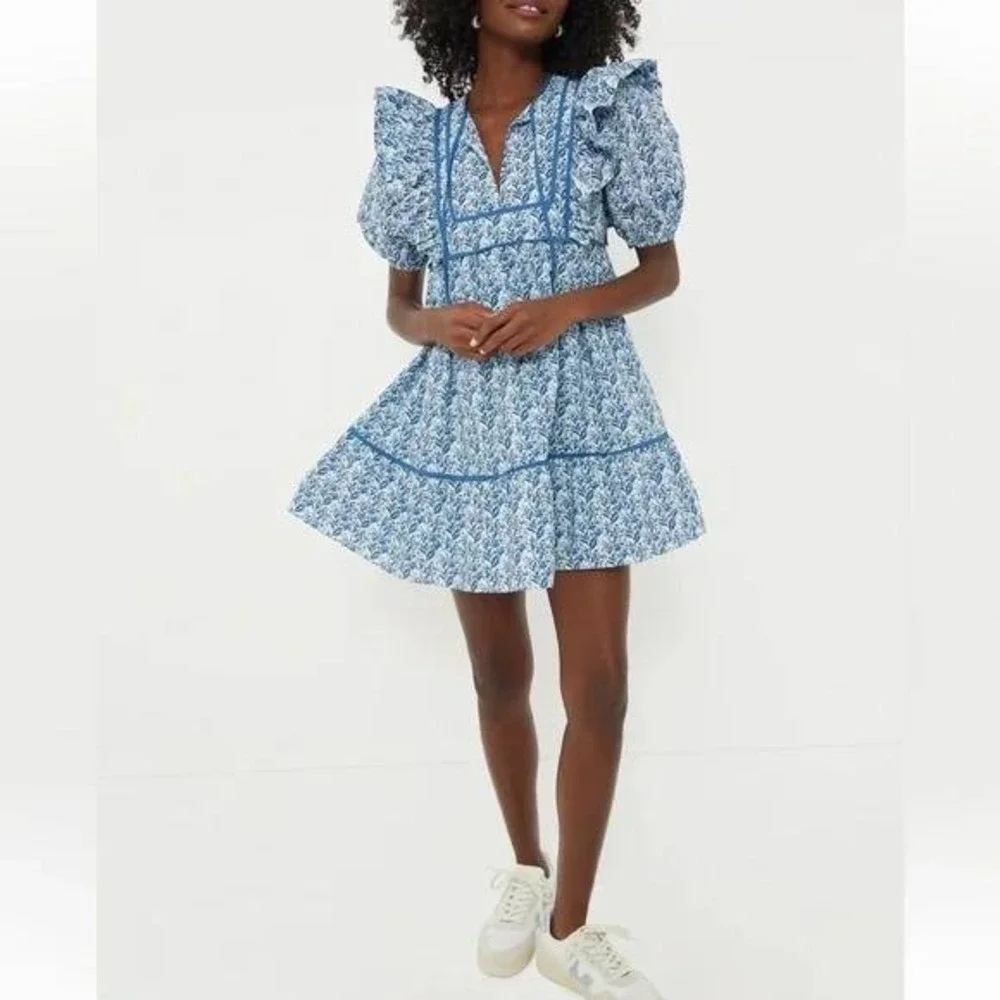 Hyacinth House Rosaleigh mini dress size M floral puff sleeve garden party - Picture 2 of 9